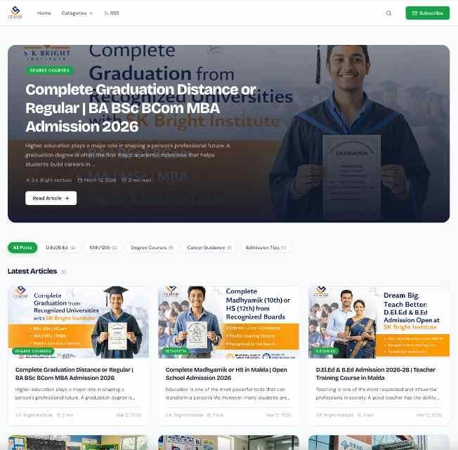 S.K. Bright Institution — Custom Blog CMS