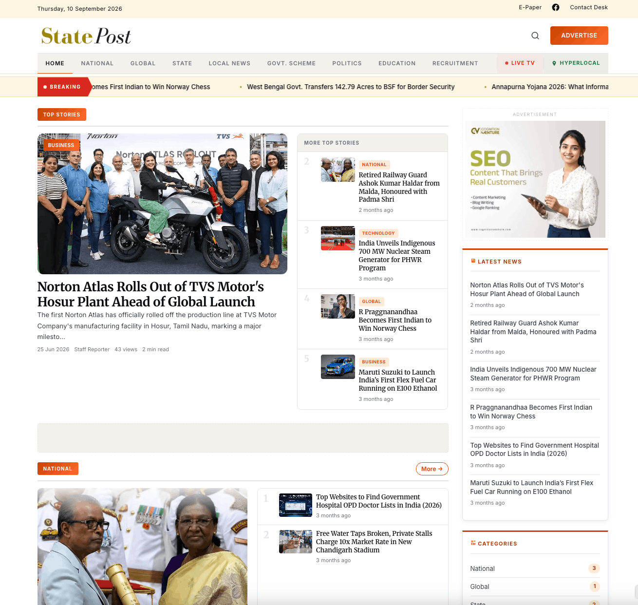 State Post — Digital News Portal & CMS