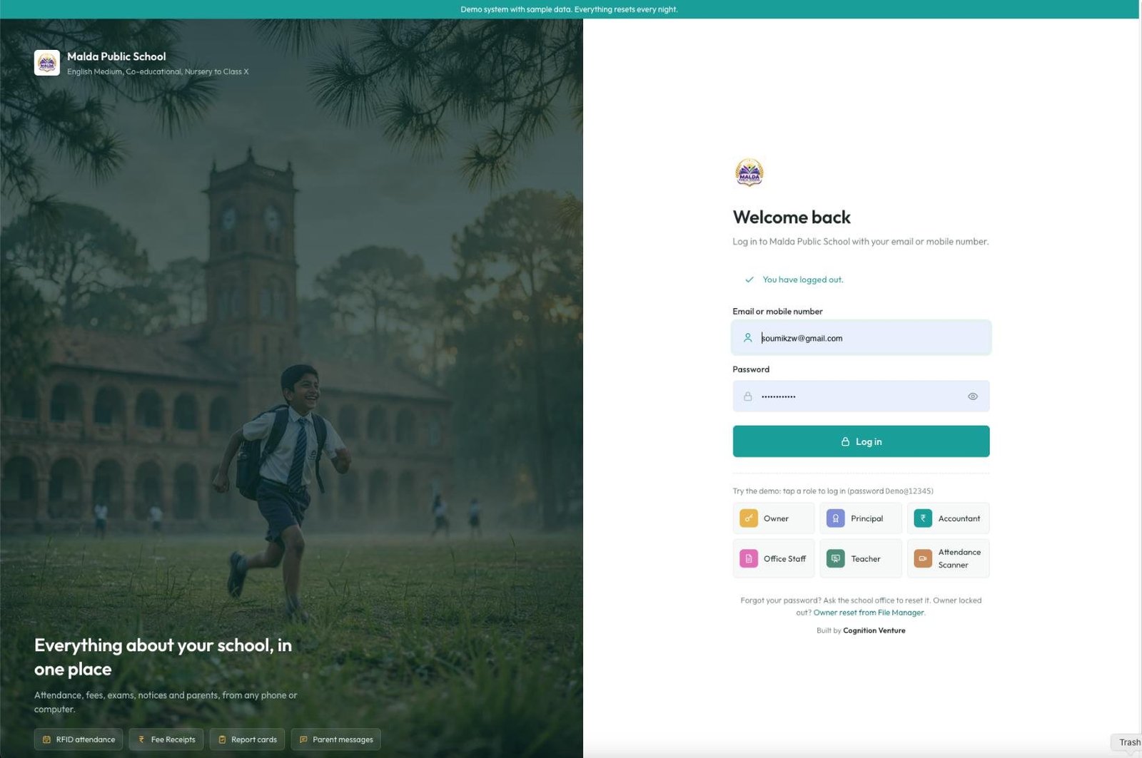Cognition Venture School Management System (ERP)