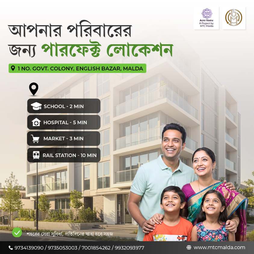 Vaastu Compliant 2BHK & 3BHK flats in Malda